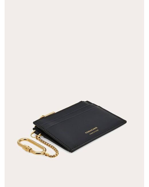 Donna Portacarte Con Portachiavi di Ferragamo in Black