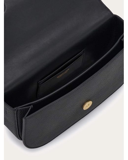 Ferragamo Black Double Gancini East-West Crossbody Bag