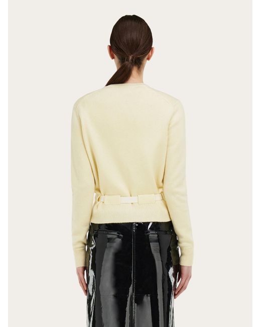 Ferragamo Natural Cardigan With Thread Through Belt