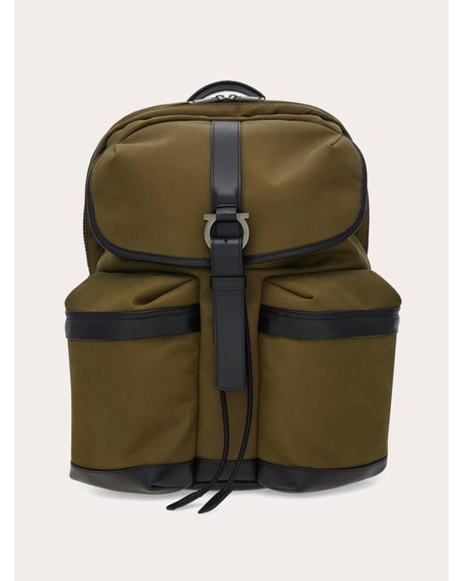 Ferragamo Green Canvas Backpack for men