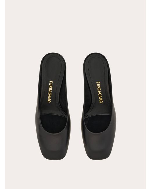 Ferragamo Black S-Shaped Heel Mule .5
