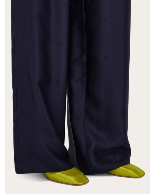 Ferragamo Blue Silk Trouser