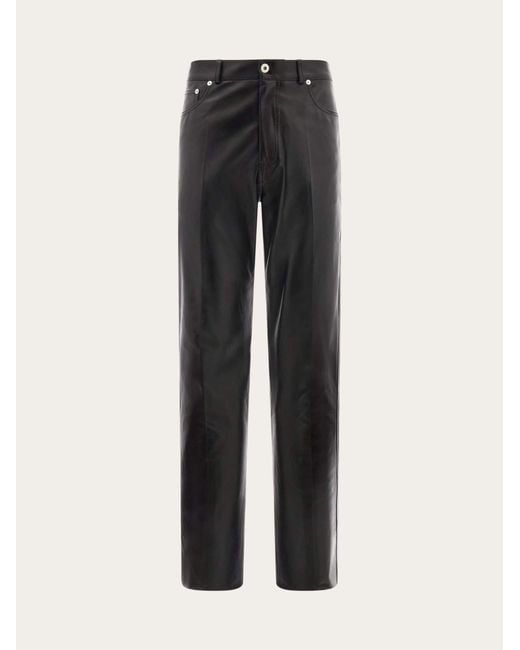 Ferragamo Black Five Pocket Nappa Trousers for men