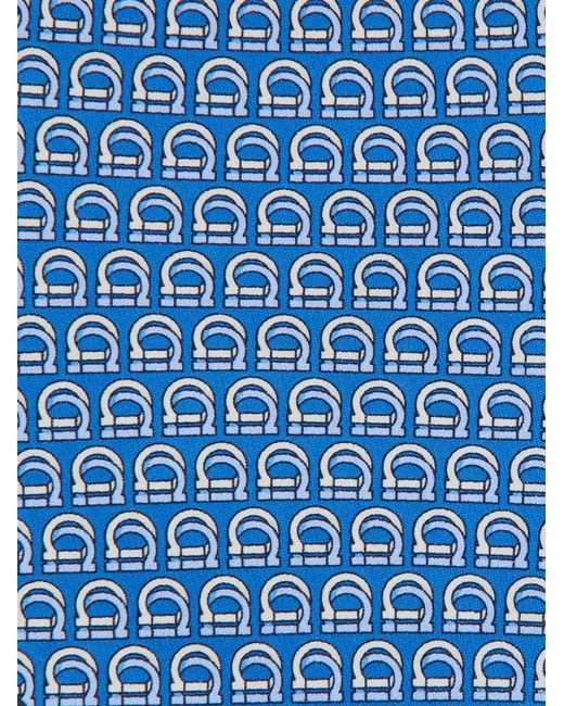 Ferragamo Blue Interwoven Gancini Print Silk Tie for men