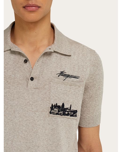 Uomo Polo Stampa Tuscany di Ferragamo in Natural da Uomo