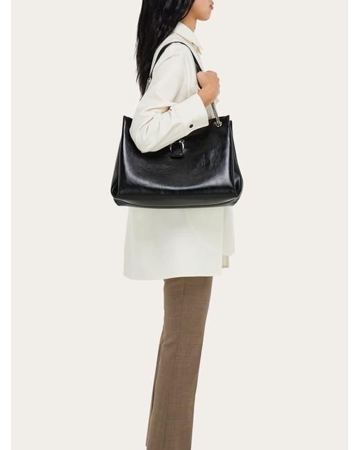 Ferragamo Black Mia Tote Bag (L)