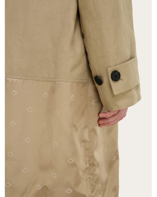 Ferragamo Natural Duster Coat With Satin Inserts
