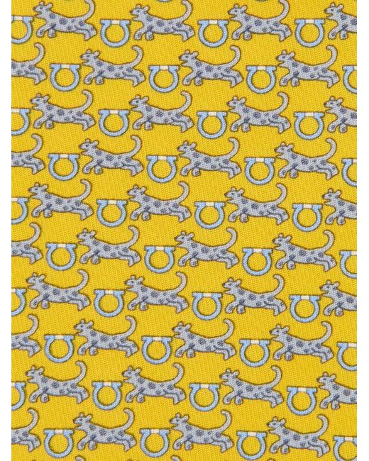Ferragamo Herren Seidenkrawatte Mit Tiger-Print in Yellow für Herren