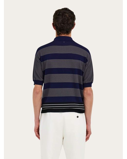 Ferragamo Blue Zip-Fastening Polo Shirt for men