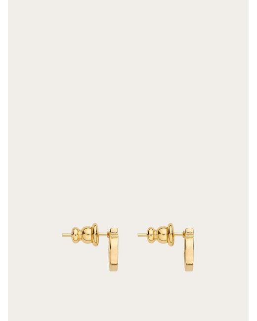 Ferragamo White Silvertone Logo Stud Earrings/0.3"