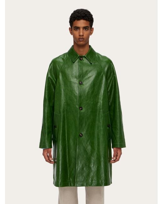 Hommes Manteau À Simple Boutonnage En Nappa Vert Ferragamo pour homme en coloris Green