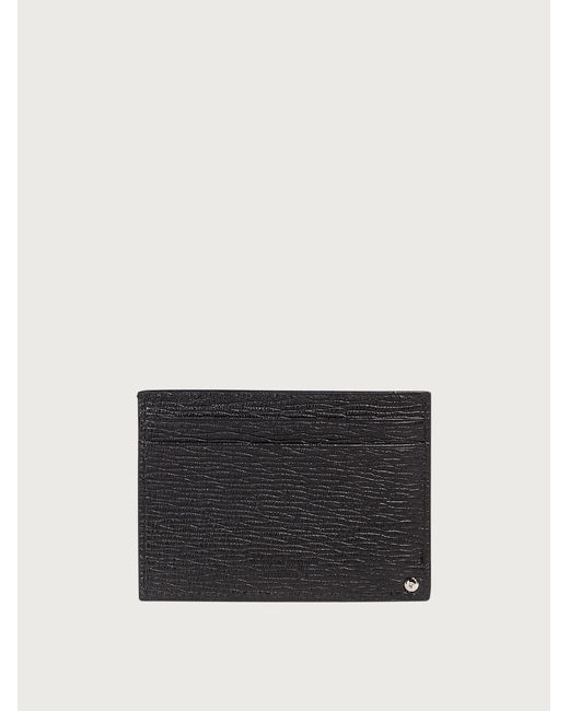 Ferragamo Black Textured Leather Card Case for men
