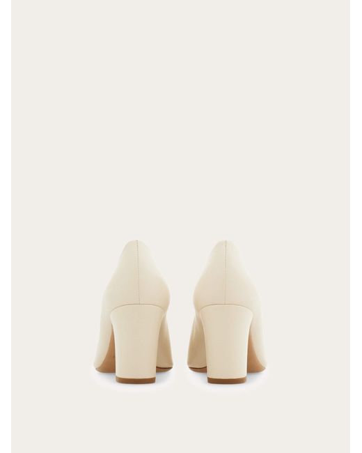 Ferragamo Natural Gancini Block Heel Pump .5