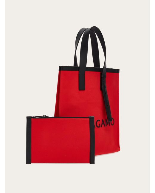 Tote bag with signature Ferragamo pour homme en coloris Red