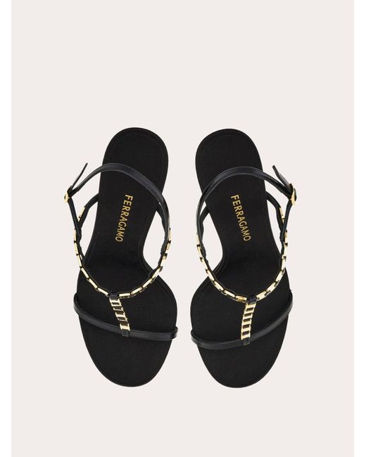 Ferragamo Natural Vara Chain T-Strap Sandal