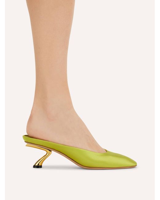 Ferragamo Yellow S-Shaped Heel Mule .5