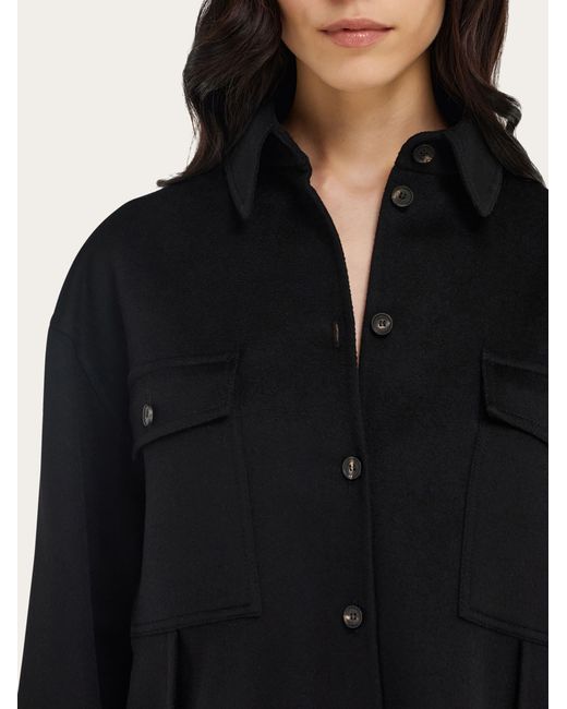 Ferragamo Blue Mixed Cashmere Overshirt