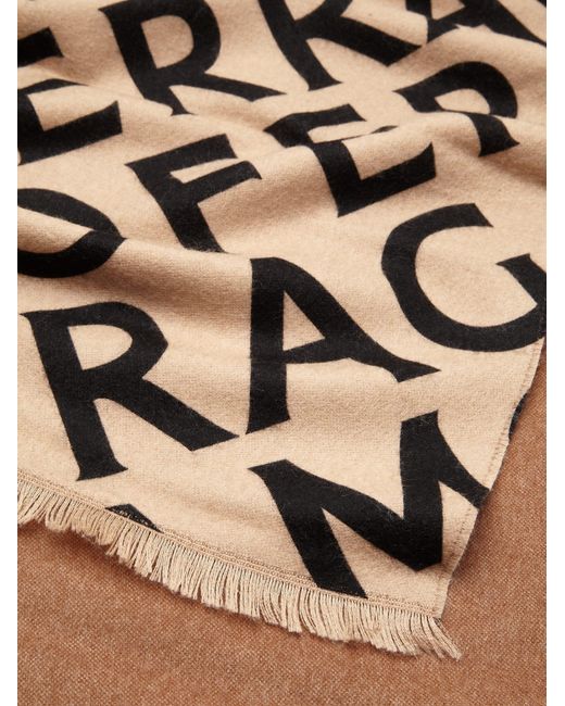 Ferragamo Natural Double Scarf With Lettering