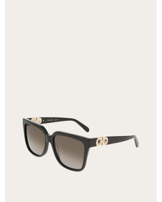 Ferragamo Gray Square Frame Sunglasses