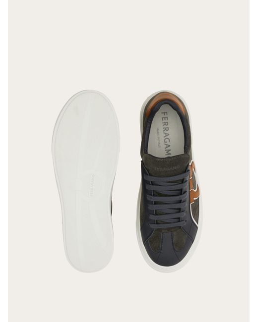 Ferragamo White Gancini Sneaker for men