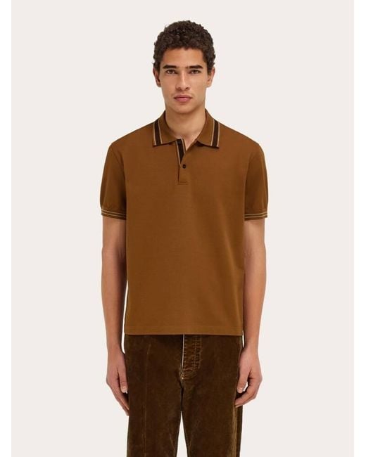 Ferragamo Brown Short Sleeve Polo Shirt for men