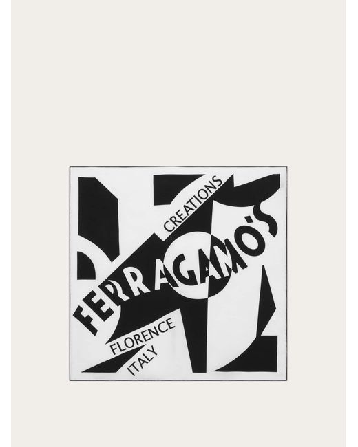 Ferragamo Black Logo Print Silk Foulard
