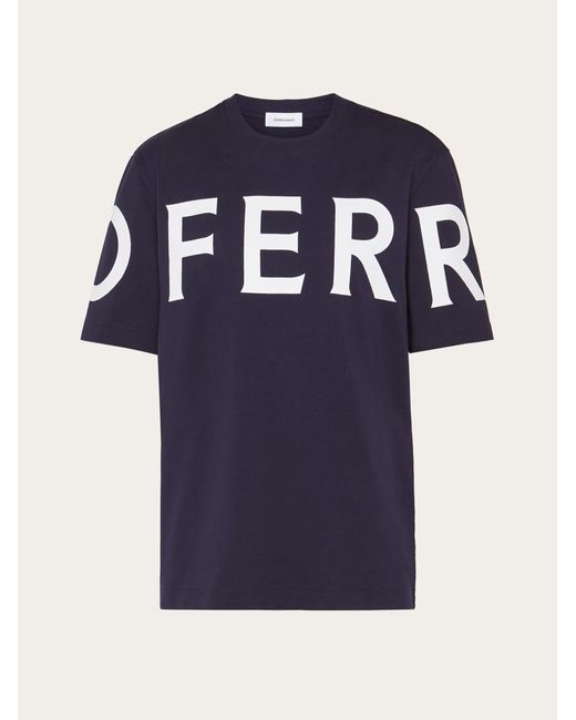 Ferragamo Blue Short Sleeved T-shirt With Graphic Logo for men