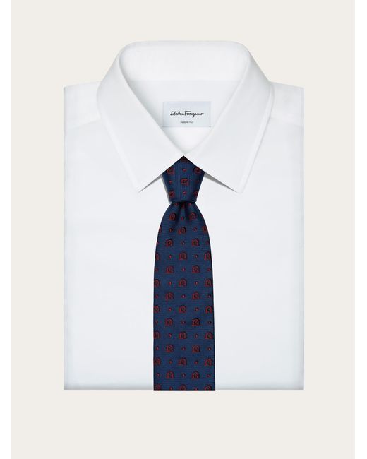 Ferragamo Gancini Jacquard Tie in Blue for Men | Lyst UK