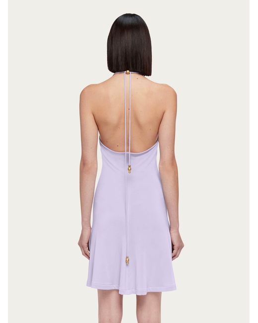 Ferragamo Purple Women Strappy Mini Dress