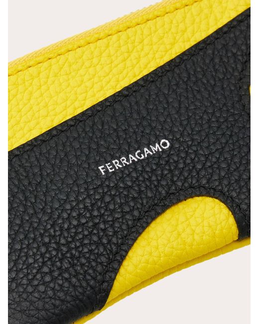 Ferragamo Yellow Cut Out Credit Card Holder for men