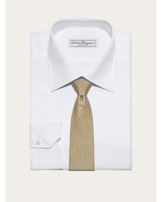 Ferragamo White Men Circle Print Silk Tie for men