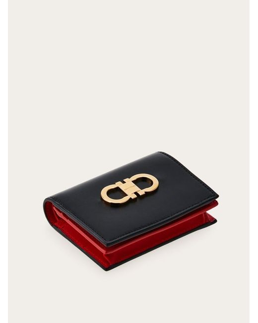 Ferragamo Black Gancini Compact Wallet