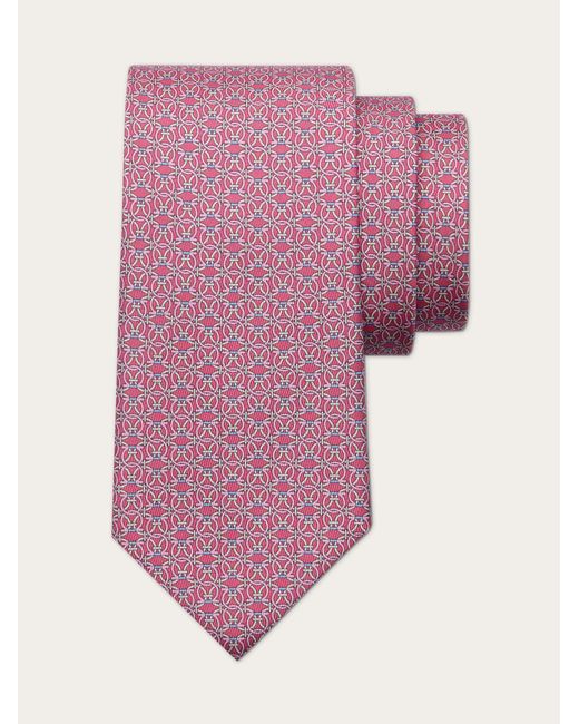 Ferragamo Pink Circle Print Silk Tie for men