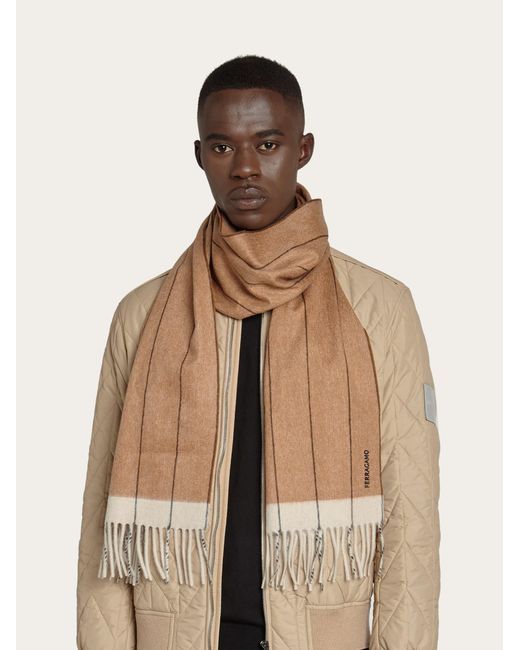 Ferragamo Natural Mixed Cashmere Scarf for men