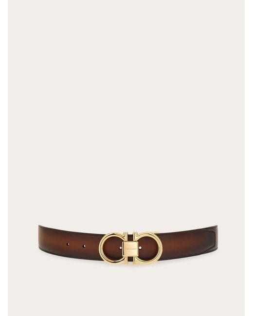 Ferragamo White Reversible And Adjustable Gancini Belt for men