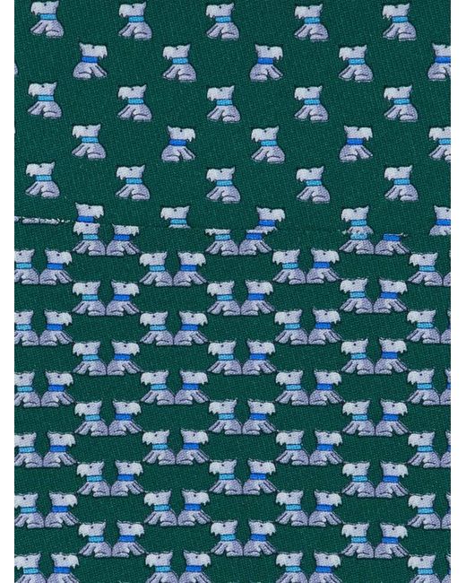 Ferragamo Blue Terrier Print Silk Tie for men