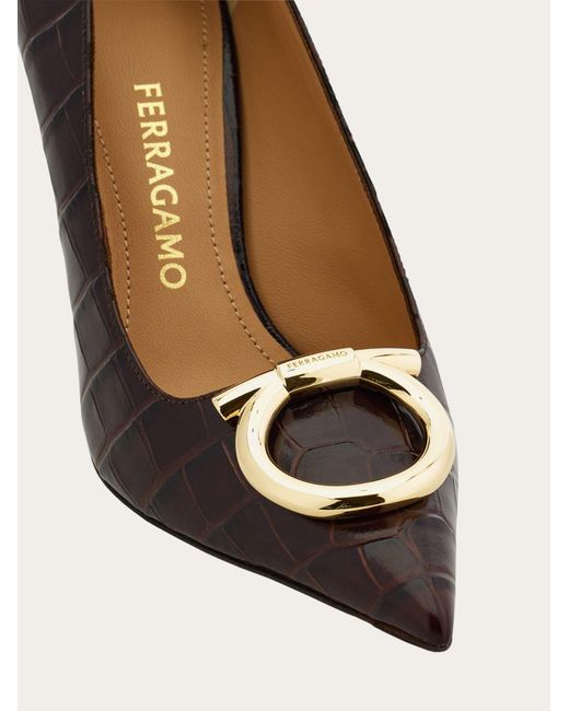 Ferragamo Brown Maxi Gancini Pump