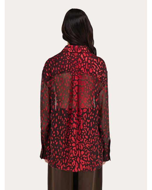 Ferragamo Red Devoré Georgette Shirt