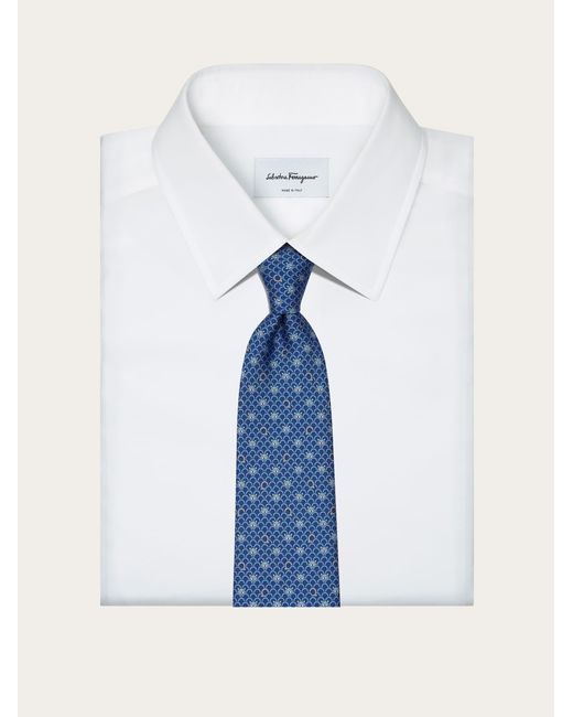 Ferragamo Blue Fox Print Silk Tie for men