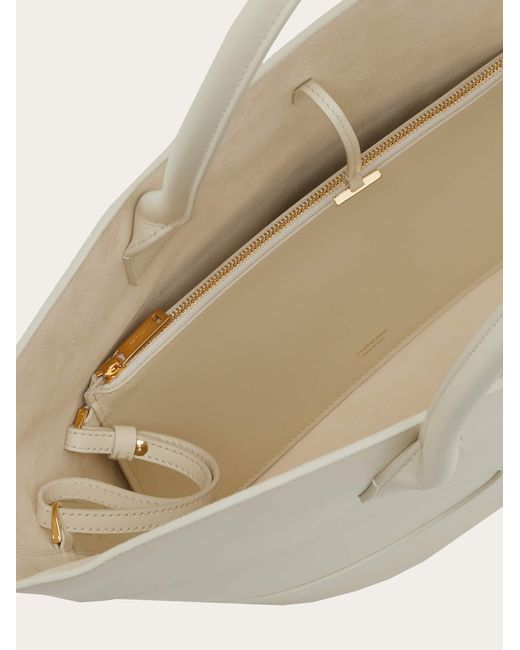 Ferragamo Natural Tote Bag With Cut-out Detailing