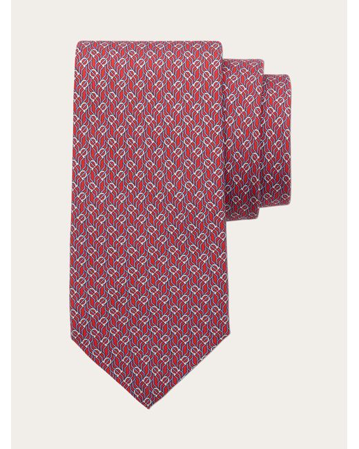 Ferragamo Pink Tetris Print Silk Tie for men