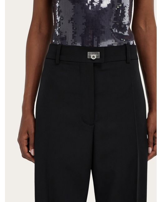 Ferragamo Black Cashmere Blend Tailored Trouser