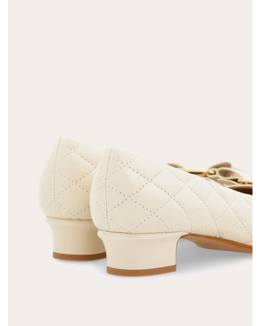Ferragamo Natural Quilted Vara Bow Pump .5
