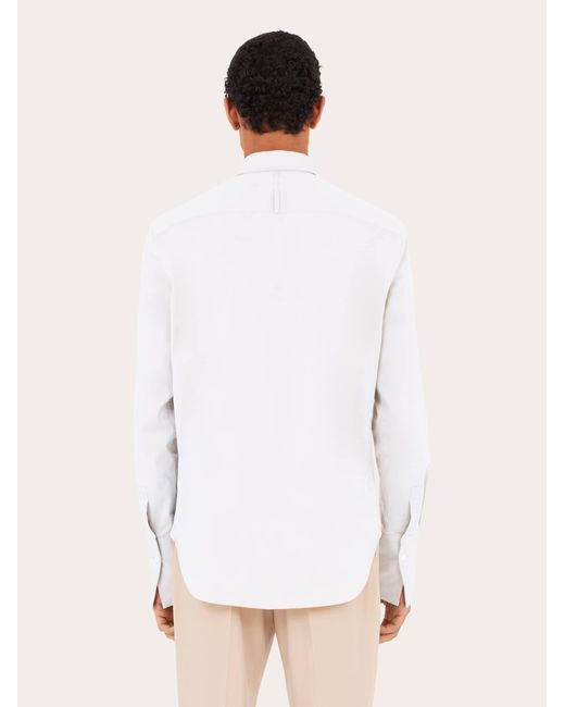 Ferragamo White Long Sleeved Sports Shirt for men