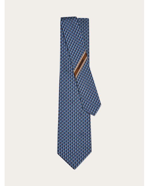 Ferragamo Blue Bicolor Gancini Jacquard Tie for men