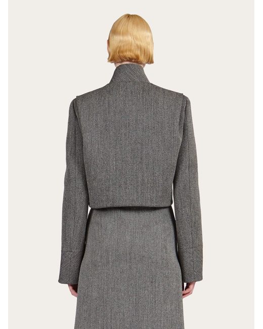 Tweed jacket Ferragamo en coloris Gray
