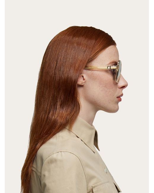 Ferragamo Natural Square Frame Sunglasses