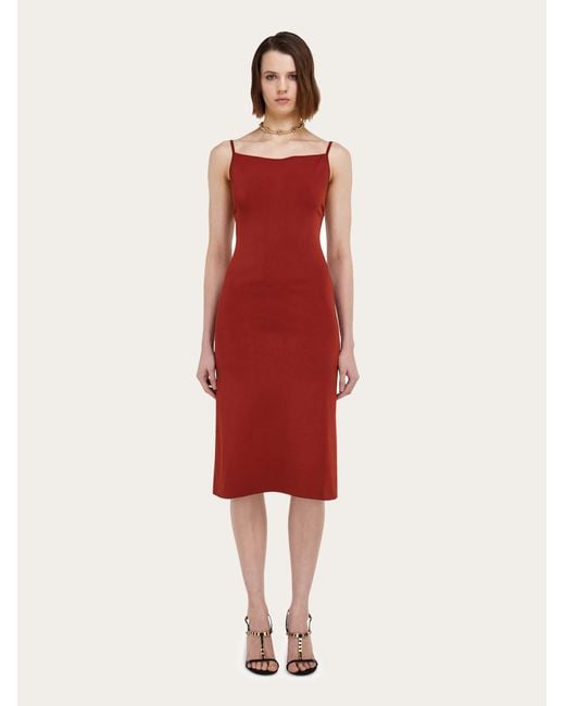 Ferragamo Red Knitted Slip Dress