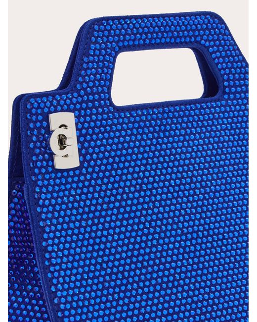 Ferragamo Blue Wanda Mini Bag With Crystals