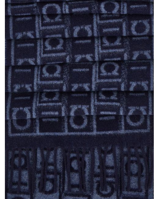 Uomo Sciarpa Monogram di Ferragamo in Blue da Uomo